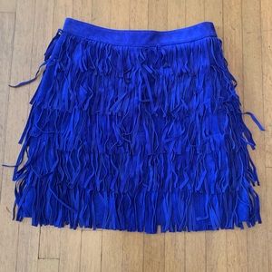 SAMPLE kate spade royal blue suede fringe mini skirt